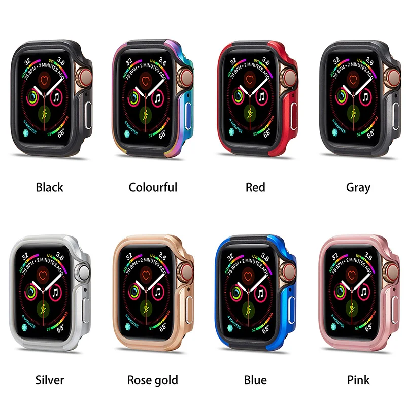 New Applicable Apple Watch Cover Concise Solid Color Zinc Alloy Protective Case 40MM 44mm