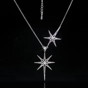 

Charm Star Lab Diamond cz pendant 925 sterling silver Party Wedding Pendant chain necalace for women Bridal Jewelry Gift