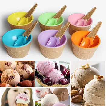 

Hot Sale Summer 12pc Kids Cute Ice Cream Bowls + Spoon Ice Cream Cup Couples Bowl Gifts Dessert Bowl Set Popsicle Molds @40