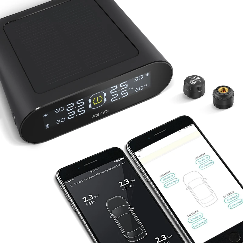 US $42.99 70mai Tire Pressure Monitor System Lite Smart Car Tpms Solar Power