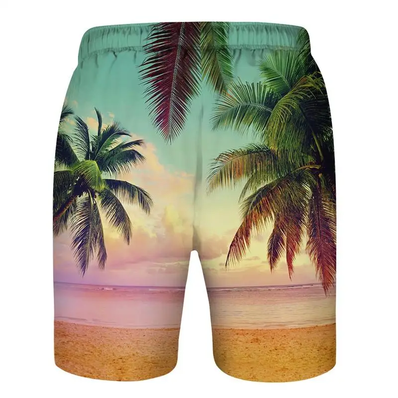 Sunset Beach Palms tree 3D All Over Printed Mens Shorts Unisex Streetwear Shorts Summer Beach Polyester Casual Shorts DK-31