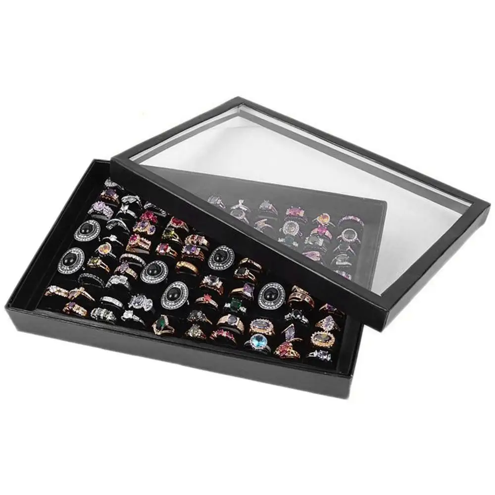 

Portable Fashion Transparent 100 Slot Ring Display Stand Metal Earrings Bijoux Storage Box Storage Box Jewelry Display Cabinet