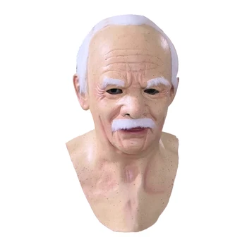 

Realistic Bald Old Man Mask Latex Full Face Neck Helmet for Masquerade Halloween