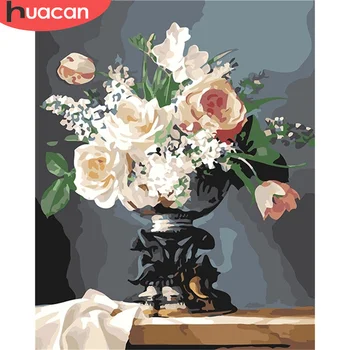 

HUACAN Paint By Number Drawing On Canvas HandPainted Painting Art Gift DIY Picture By Number Flower In Vase Kits Home Decoration
