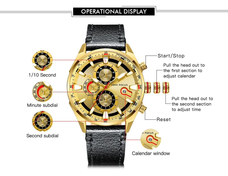 MINIFOCUS часы Лидирующий бренд Мужские Аналоговые кварцевые часы с хронографом спортивные водонепроницаемые часы мужские наручные часы Военные мужские часы