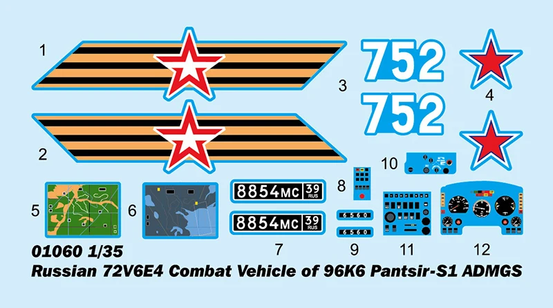 Trumpeter 01060 1/35 российский 72V6E4 боевой автомобиль 96K6 Pantsir-S1 ADMGS-масштаб модельного комплекта