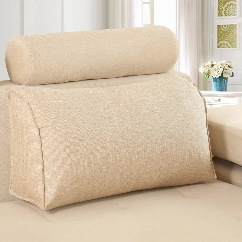 Подушка для сиденья, сплошной цвет, эргономичный дизайн, поясная подушка, большая подушка для кровати, дышащая подушка для спинки, съемная, домашний текстиль - Цвет: Linen color