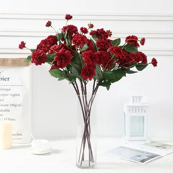 

Lan Kwai Fong Single Bottle 7 Head da li ju Imitation Flowers Wedding Decoration Floral Home Decoration Decoration Dahlia Photog