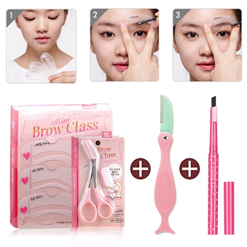 

New 5 Colors Eyebrow Pencil Set With Eyebrow Scissors Card Shaping Knife For Makeup Beginner Cosmetic Pro Eyebrow Trimming Tool
