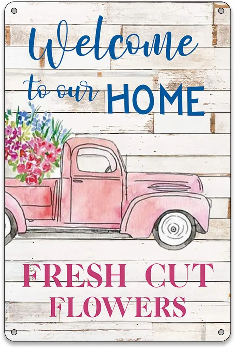 Bellowdeer 3 Cut Home Tin Rustic Welcome To Our Home Flowers Metal Tin Signs Home Outdoor Farmhouse Home Signs Garden Plaques Signs Aliexpress