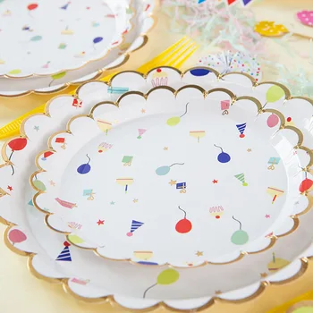 

8sets Disposable Party Tableware Birthday Paper Cup Plate Fork Cutlery Set DIY Home Wedding Party Festive Supplies Decoration