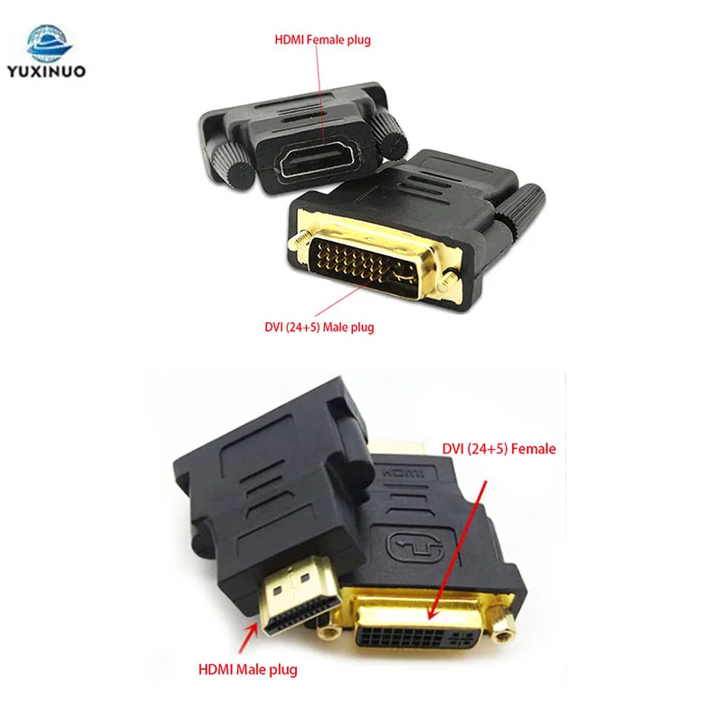 1pcs 24K Gold-Plated Connector DVI (24+1)/(24+5) to HDMI-compatible Male Female Plug Converter Adapter For 1080P HDTV Projector hdmi compatible to vga cable male hd 15 adapter gold plated 1080p for hdtv dvd projector playstation 4 ps4 3 tv box