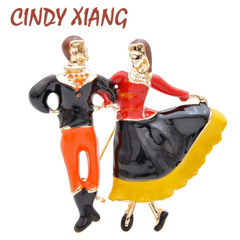 

CINDY XIANG New Design Russian Couple Dancing Brooch Enamel Pin Fashion Autumn Winter Jewelry High Quality New Arrival 2019