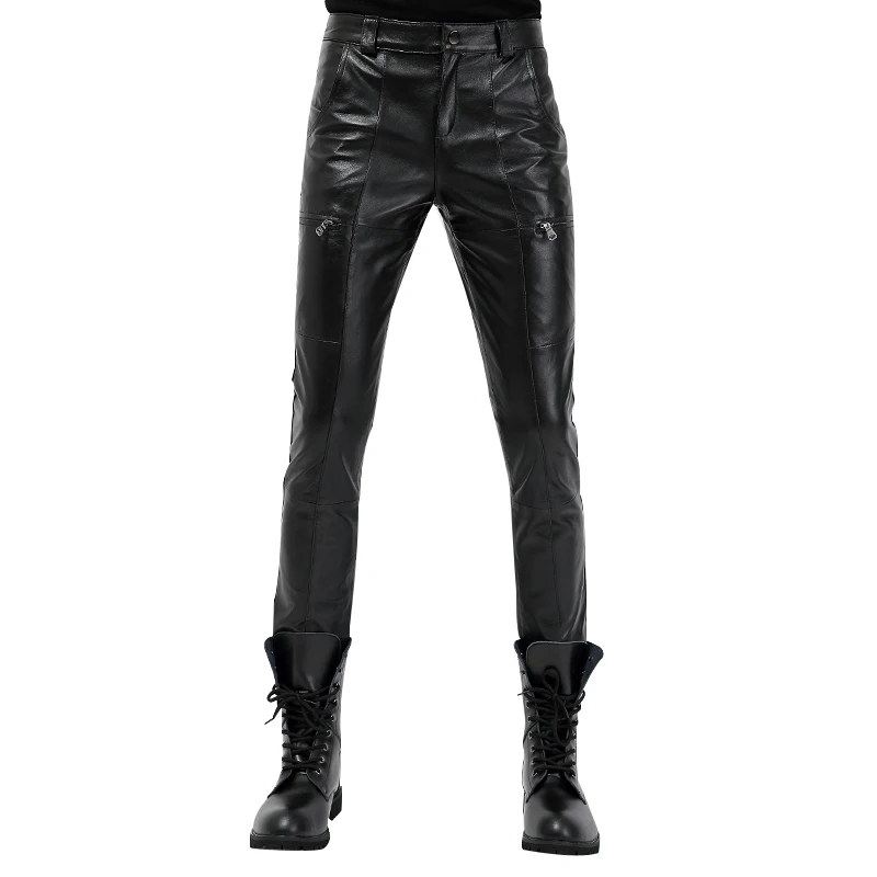 Echt Lederen Broek Mannen Echte Schapenvacht Koreaanse Skinny Strakke Motorfiets Biker Mannelijke Broek Hoge Kwaliteit Mode Casual Broek Echt Lederen Broek Mannen Echte Schapenvacht Koreaanse Skinny Strakke Motorfiets Biker Mannelijke Broek Hoge Kwaliteit Mode Casual Broek
