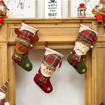 

Christmas Socks Gifts Bag Christmas Socks Candy Storage Decoration Set Pendant Decorations Creative Edge Plush Socks Gift Bag