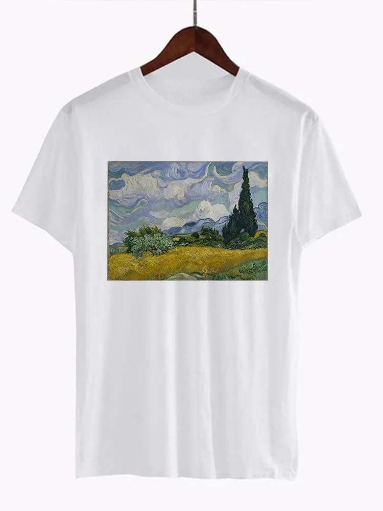 Van Gogh Art футболка Женская Топ Футболка с масляным принтом женская новая уличная Повседневная футболка графическая футболка в стиле Харадзюку Femme - Цвет: WTQ0817