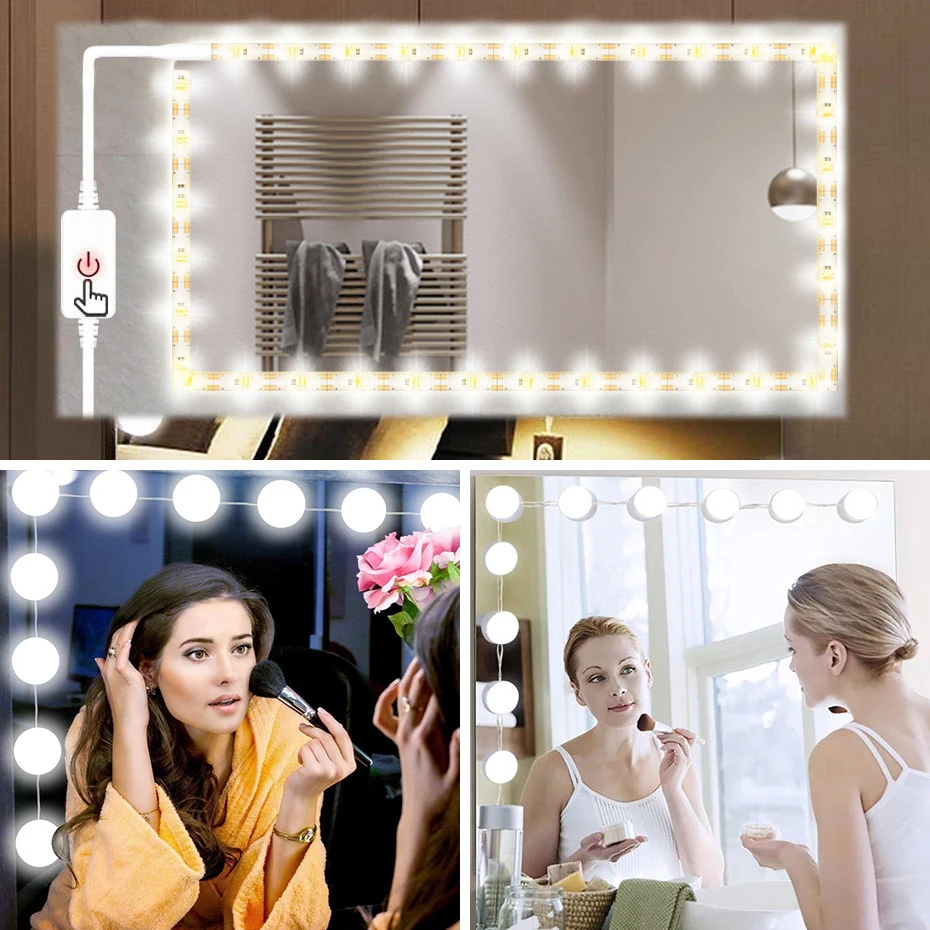 

USB 5V Makeup Mirror Vanity LED Light strip/bulb Inductive dimming Adjustable Lighted Make up Mirrors Cosmetic table lights