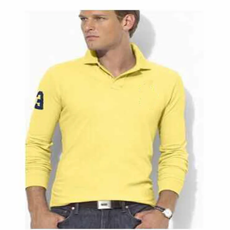 Polo grande de poni para hombre, camisa clásica de moda, de alta calidad, de manga larga, con bordado de caballo, EE. UU.