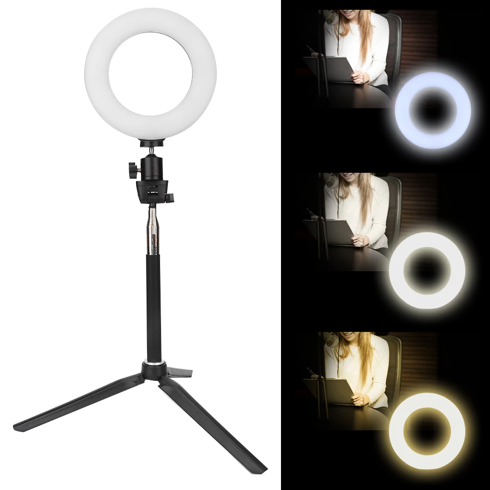 

LED Ring Light Dimmable LED Fill Light Ring Lights 6 Inch With Tripod Switch Controller USB For Video Live Camera Makeup