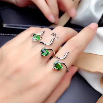 

Diopside ring Natural And Real Diopside Ring Wedding Engagement Rings for Women 925 sterling silver Ring