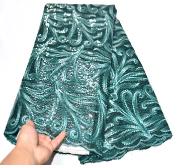 

french net lace fabric african sequin lace fabric 2019 high quality lace tissu Organza africain bridal fabric 5yard/lot TV-965