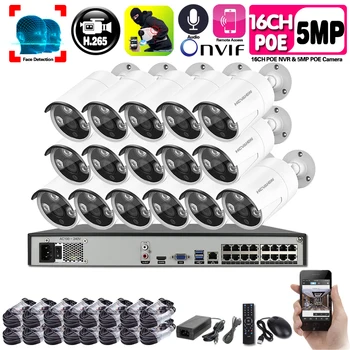 

AI 16CH 5MP 48V H.265 POE NVR Security System AI POE IP CameraMIC Speaker Onvif CCTV Security Surveillance Kit