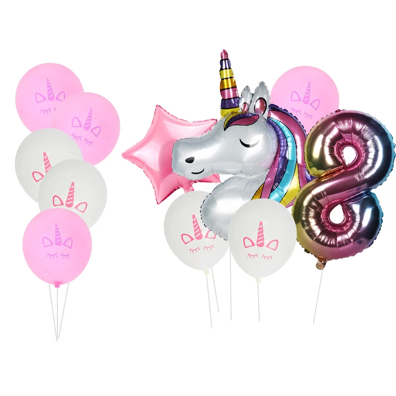 1set di palloncini unicorno arcobaleno set gradiente 32 pollici numero 1 2  3 4 5 6 7 8 9 anni ragazza festa di compleanno palloncini decorazioni -  AliExpress