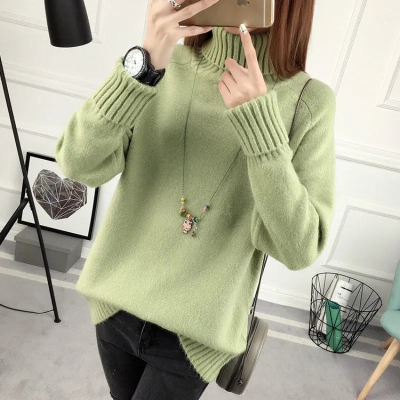 Sweaters Woman Pullovers Fashion 2020 Tutleneck Jumper Maglioni Korean Vintage Fluffy Loose Sweatshirts Jersey Negro Mujer Girl