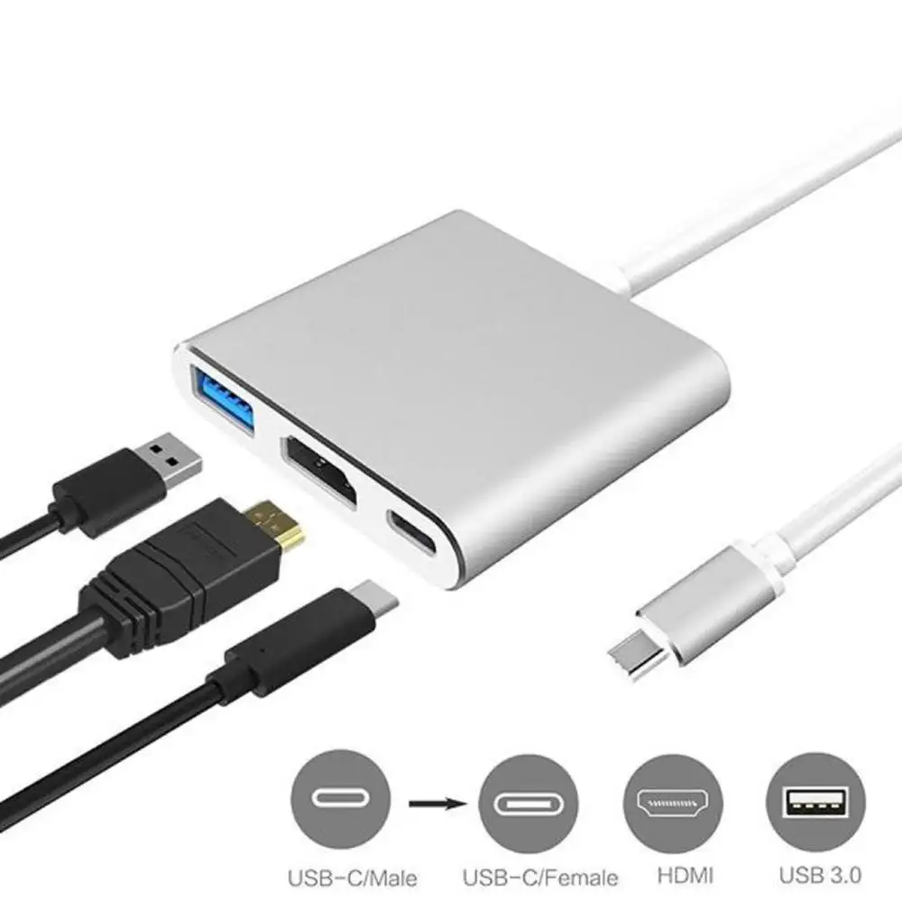 USB-C to HDMI Adapter (Supports 4K / 60Hz) - Type- C 3 IN 1 Converter for Macbook, Mac Pro, iMac & More USB 3.0 Type-C Devices