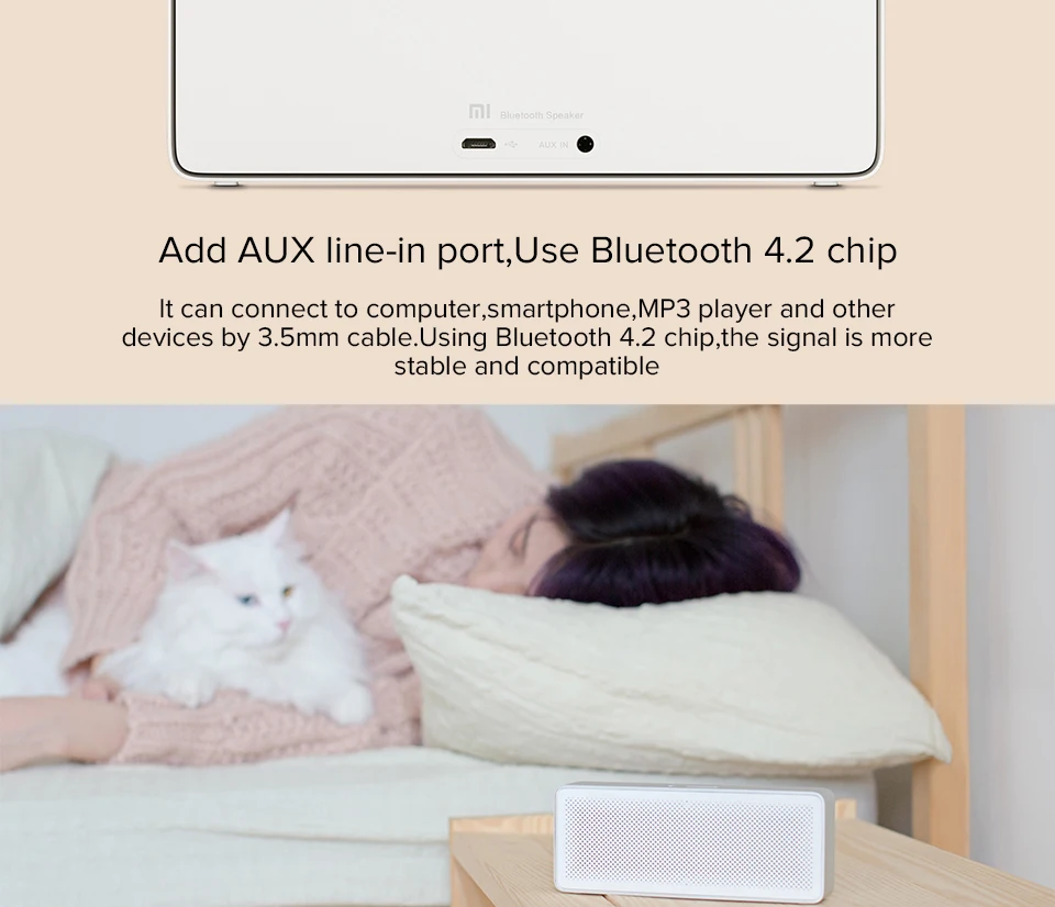 Xiaomi HD стерео динамик квадратная коробка 2 Bluetooth V4.2 1200 мАч Aux линейный в громкой связи портативный беспроводной динамик с микрофоном