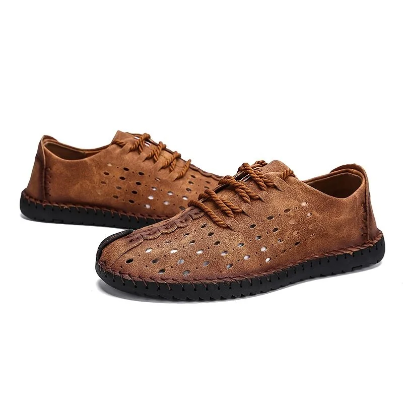 Mynde SummerComfortable Men Casual Shoes Loafers Men Shoes Quality Split Leather Shoes Men Flats Moccasins Shoes Plus Size 38-46