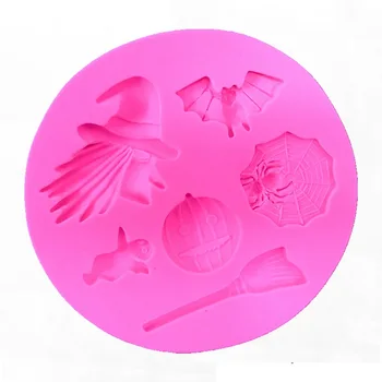 

Wizard Pumpkin Magic Broom Halloween Series Silicone Mould Fondant Decoration Molding Epoxy Clay Mold