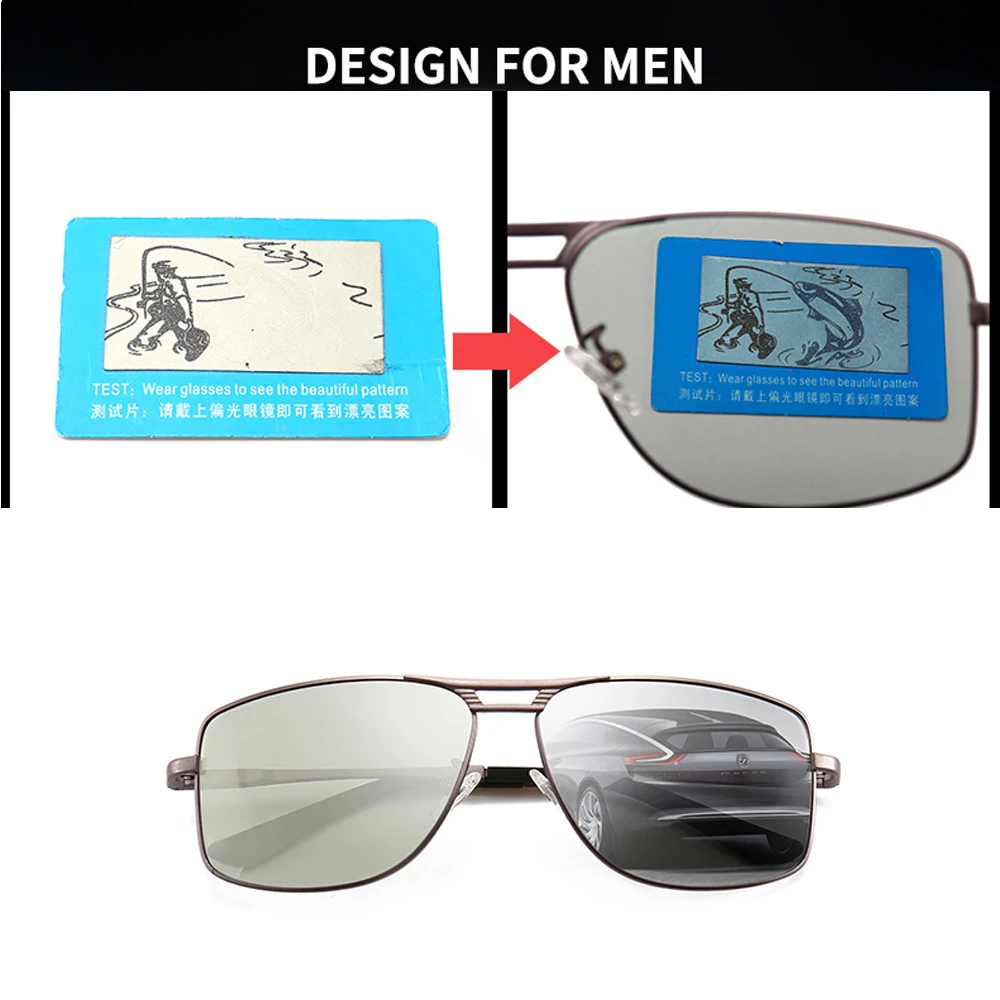 Поляризованные мужские солнцезащитные очки черные/коричневые из нержавеющей стали с оправой UV400 Мужские очки для вождения с коробкой