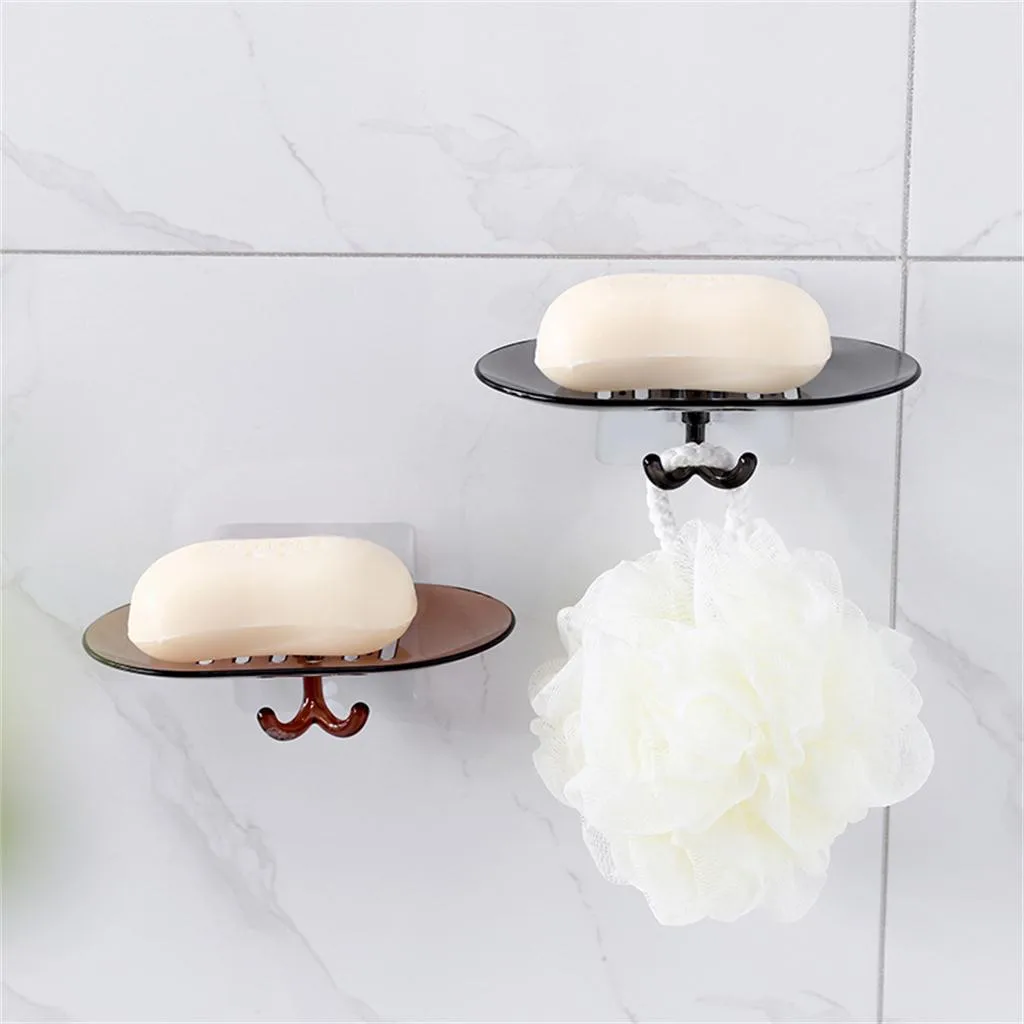 

TENSKE Soap Box Creative Flexible Bathroom Soap Dish Storage Holder Rack Soapbox Plate Tray Suction Wall Drain Box Hook #45