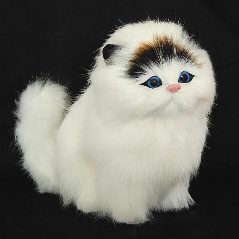 LSimulation plush cat crouching animal models handmade realistic cat dolls children plush toys home decoration