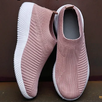 

2020 Sneakers Women Casaul Shoes Fashion Slip On Flats Shoes Knitted Vulcanized Sock Shoes Women Trainers Tenis Feminino