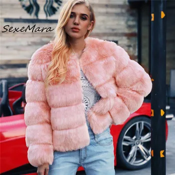 

Plus Size Winter Coat Women Faux Fox Fur Jacket Elegant Fashion Clothes Short Coat 2019