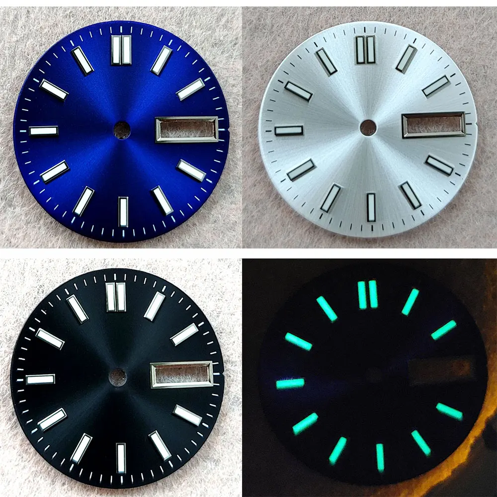 

Watch dial parts sunburst Strip nailsblack blue green White for SKX007 diver turtle NH36 automatic movement 29 mm Date-day dial