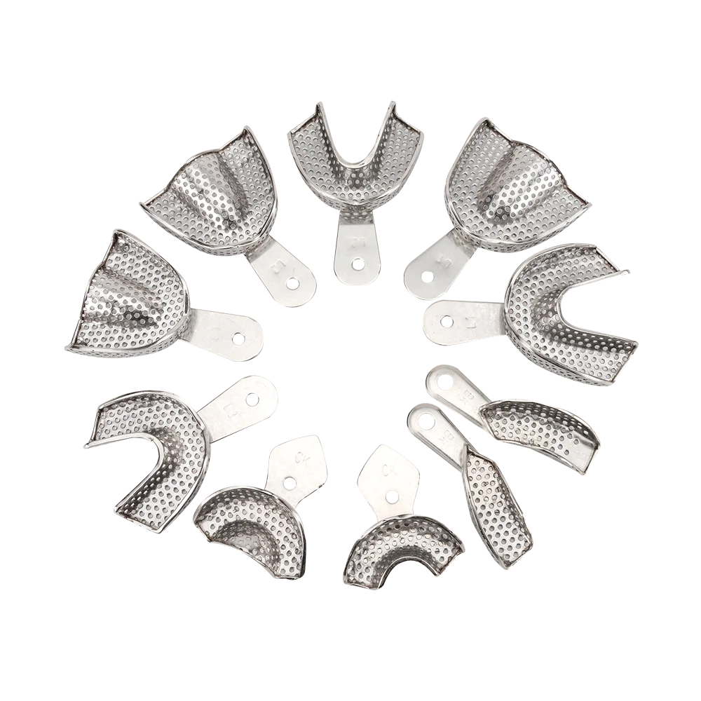 

2pcs/set Dental Impression Stainless Steel Teeth Tray Soak disinfection Denture Instrument Trays Dentist Tools Lab Instrument