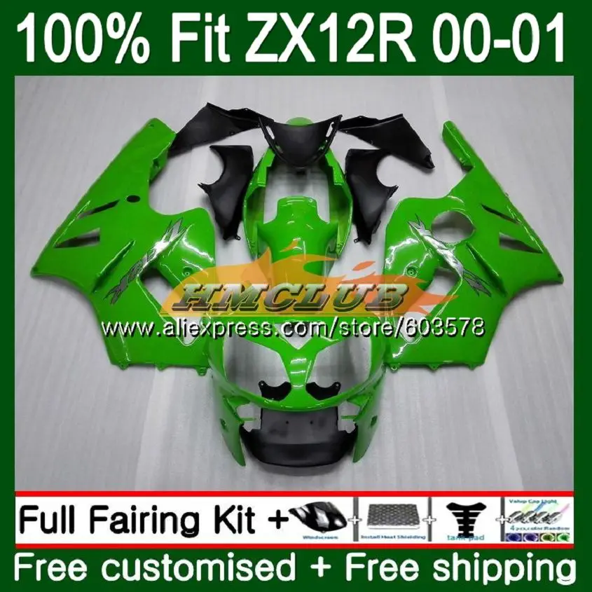 No. 1 Подходит для литья под давлением для KAWASAKI ZX 1200 1200CC ZX12R 00 01 зеленый 112CL. 23 ZX1200 ZX 12 R 12R ZX-12R 2000 2001 обтекатель oem - Цвет: No. 1