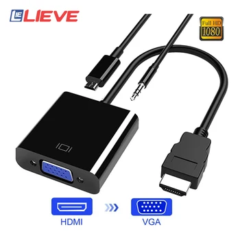 

HDMI to VGA Adapter Male To Famale Converter for PS4 1080P For PC Laptop Tablet HDMI Cable With Video Audio Cable Jack