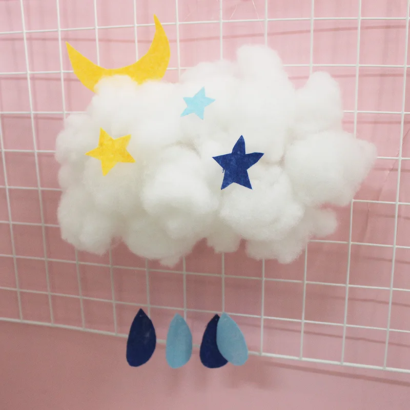Зеленый DIY Handmade Cute Cotton Cloud Shape Light Hanging Night Light For Birthday Gift Home Bedroom Decor Material package - Испускаемый цвет: Зеленый