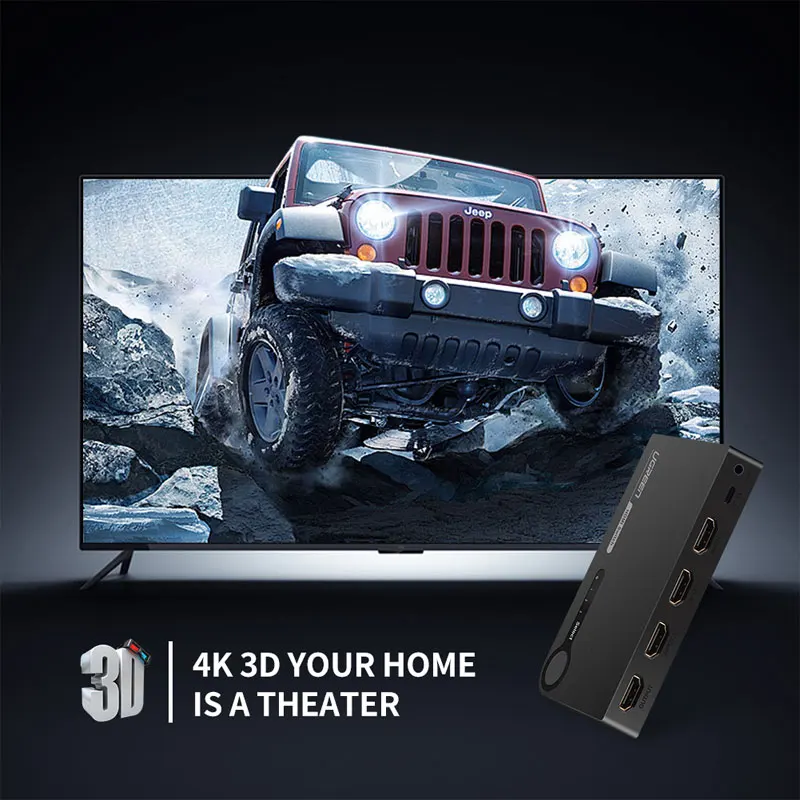 HDMI переключатель UGREEN 4K 3 порта разветвитель Full HD 3D совместим с ноутбуком Xbox 360 PS4 ИК