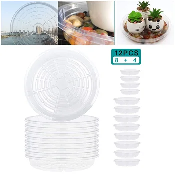 

12pcs/set Transparent Garden Plant Saucer Drip Tray Round Pot Base Clear Saucer Container PET Garden Supplies