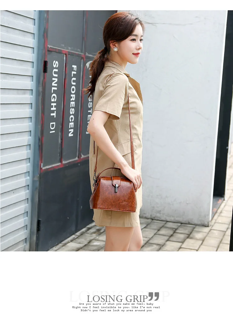 Doctoc Bag Women Leather Handbag 2019 Ladies Small Tote Purse Vintage Crossbody bag for Girls Padlock Messengers Black Brown RED (6)