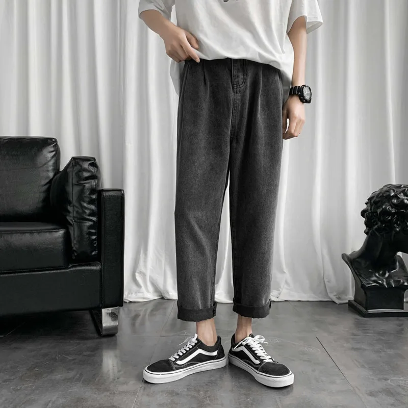 

New Straight Jeans Men's Fashion Washed Casual Korean Retro Jeans Men Streetwear Wild Hip Hop Loose Denim Trousers Mens S-2XL
