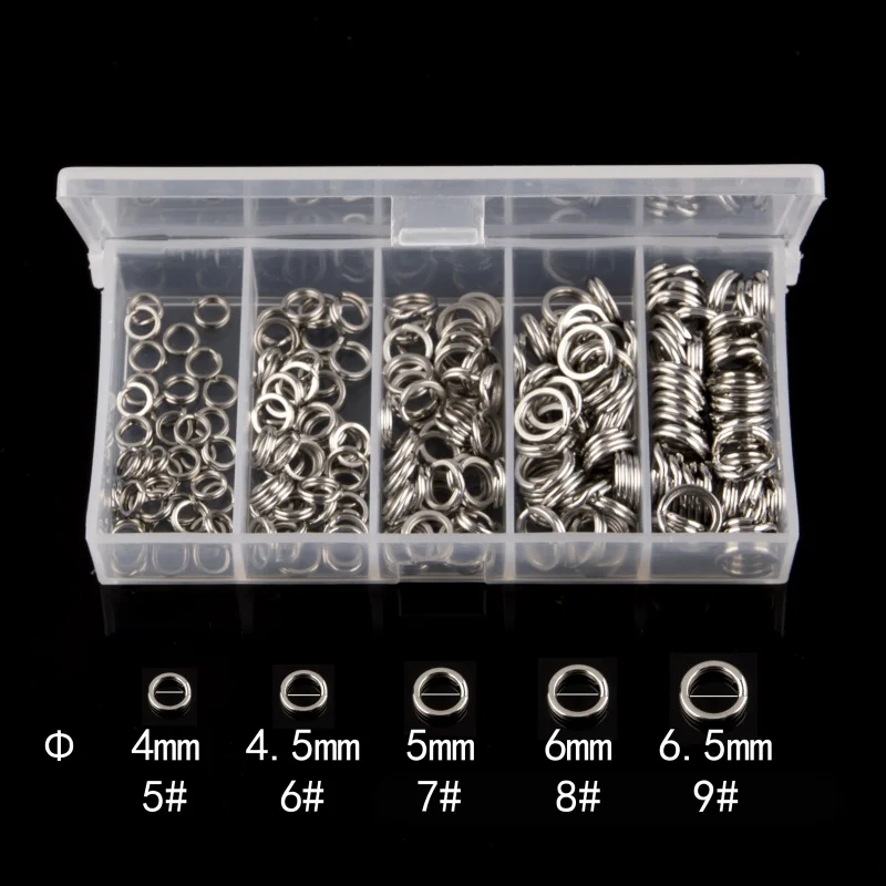 

200 Pcs/Set Stainless Steel Split Ring with Box Heavy Duty Fishing Double Ring Connector Fishing Accessories