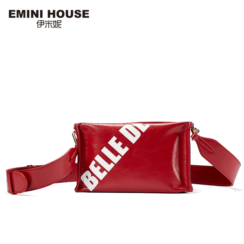 EMINI HOUSE, кожаная квадратная сумка с буквенным элементом, масло, воск, роскошные сумки, женские сумки, дизайнерские сумки через плечо для женщин, сумка на плечо