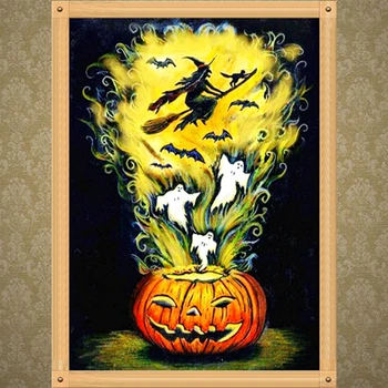 

5d diamond painting Halloween theme 2020 new full diamond canvas DIY cross stitch skull pumpkin lantern witch home decoration..