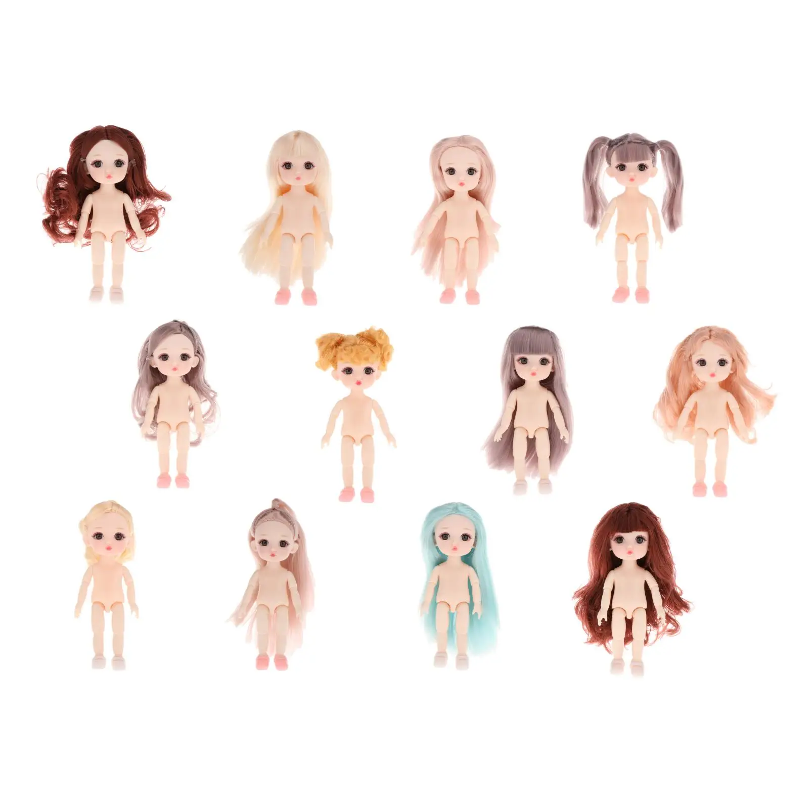 Cute 1/12 Mini BJD Dolls Naked Girl  Body 3D Eyes Toy For Girls Kids